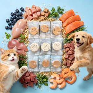 Snacks Liofilizados de Pato, Pollo, Camarón y Arándanos para Gatos y Perros: Ojos Brillantes, Refrescantes y Antiflamatorios, Premios para Masticar - Product Image 1