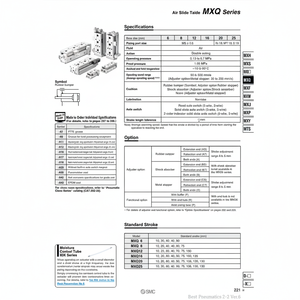 MXQ20-100BSAT ตั้งโต๊ะสไลด์ลมนิวเมติก SMC - Product Image 1