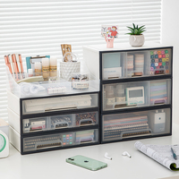 Boîte de rangement à tiroirs transparents en plastique empilé en couches Boîte de tri multifonctionnelle pour bureau à domicile