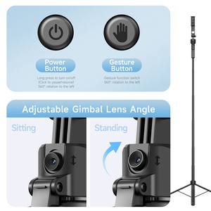 Trípode telescópico ajustable de 360 grados con seguimiento facial por IA C17, control por gestos, clip desmontable para teléfono y palo <span class=keywords><strong>selfie</strong></span>. - Product Image 2