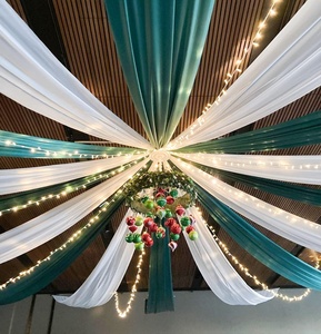 Mousseline de soie mer plafond rideaux suspendus pure toile de fond rideau pour fête de <span class=keywords><strong>mariage</strong></span> arc tente Restaurant Hall plafond décorations - Product Image 1
