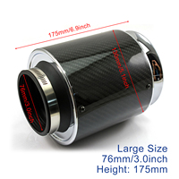 Filtre à air universel pour voiture à haut débit 76mm/3inch Cleaner High Performance for Cold Air Intake Carbon Cover Sports Air Filter