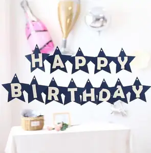 כוכב בצורת שמח מכתב יום הולדת כרזות מודפסות דגלים מגרלנד עבור תינוק מקלחת תינוק יום הולדת אירוע תפאורה אספקה