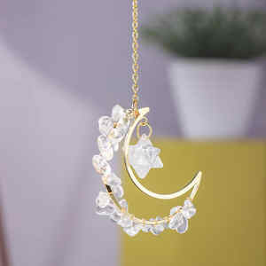 Colgante de Cristal Natural con Forma de Luna, Colgante de Cristal Decorado para Campanas de Viento Tejidas DIY, Regalo - Product Image 6