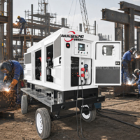 Groupe électrogène de soudage diesel portable 30 kW sur remorque mobile, triphasé, 180A 300A 500A 1000A, 1/2/4 postes, MMA MIG