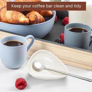 Plateau de mesure en acier pour café avec cuillère, ensemble de 4 pièces en céramique pour l'affichage d'échantillons de grains et la mesure de poudre - Product Image 4