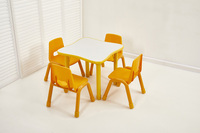 Ensemble table et chaises d'étude en plastique de bonne qualité pour la maternelle, coloré, six places, mobilier scolaire