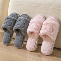 Chaussons en Gros pour Femmes, Cœurs de Saint-Valentin, d'Intérieur en Peluche Douce, Antidérapants pour la Maison