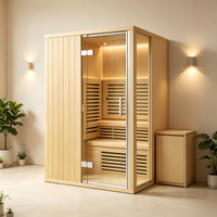 Cabine de sauna infrarouge en bois Mongolica Pine 1500x1200x2000mm avec verre 8mm, pour 2-3 personnes, pour la maison