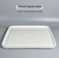 Assiette de service carrée en céramique blanche de style nordique minimaliste, personnalisable avec logo, en porcelaine, pour pizza, salade, steak, pour la maison, l'hôtel, le restaurant