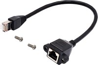 Cable de Red Ethernet de 0.3m, RJ45 Macho a Hembra, Blindado, Conector RJ45, Montaje en Panel con Tornillos, Cable de Extensión para Comunicación