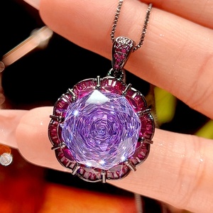 High End Eco-friendly Copper 16-10mm Purple Zircon Black Gold Plated Elegant Pendant <b>Earrings</b> Ring <b>Set</b> Gift Jewelry <b>Set</b> Women - Product Image 3
