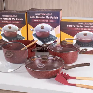 Forged non-stick aluminum easy cleaning casserole High Quality Cooking soup pot with wooden handle Spot stock