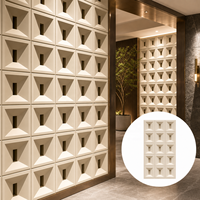 Panneau mural WYRAX en PU avec découpe géométrique beige chaud pour la décoration murale de la réception et du salon