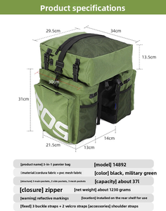 Sacoche de selle de vélo en polyester imperméable avec sangle détachable, double côté, <span class=keywords><strong>porte</strong></span>-bagages arrière pour vélos de montagne/de route - <span class=keywords><strong>Sac</strong></span> de transport - Product Image 5