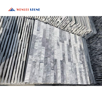 Revêtement rectangulaire gris de mur extérieur de placage en pierre naturelle 6 "ardoise de mur empilée par ardoise de pierre de quartz * 24"
