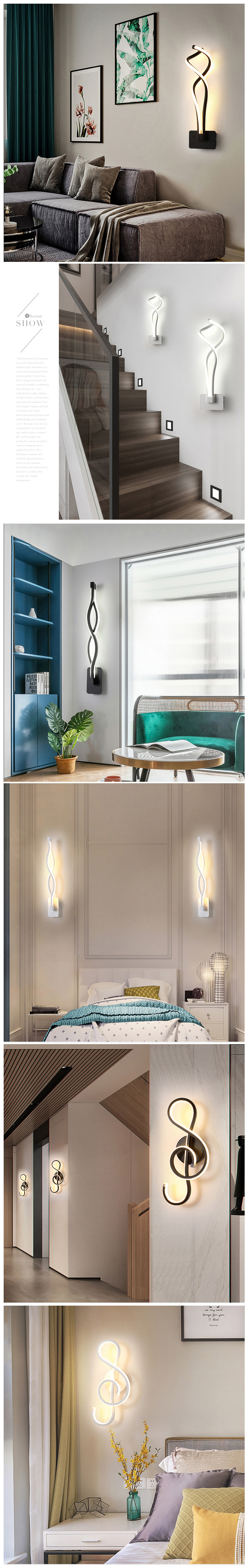 Modern Nordic Bedroom Restaurant Black Decorative Bar Interior LED Wall Decoration Light
