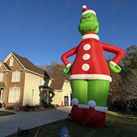 Ballon gonflable géant de Noël Grinch et Père Noël de 20 pieds avec ventilateur intégré, taille personnalisable, par le fabricant Zhenmei