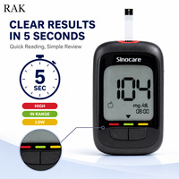 RAK Safe AQ Max II Lecteur de glycémie Bluetooth, Glucomètre, Test de glycémie, Résultat en 5 secondes, Mémoire de 500 résultats, Sans codage