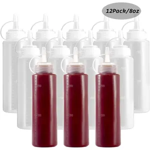 Großhandel Lebensmittel behälter 2 oz 8 oz 10 oz 16 oz 24 oz HDPE Kunststoff kochen Squeeze Tomatensauce Ketchup Flasche