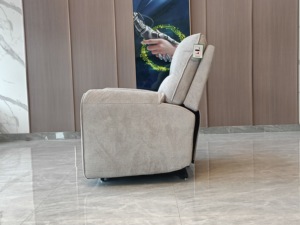 Modern Electric Recliner Chair with <b>Padded</b> Arms Fabric Upholstery Metal Frame Power Recline Feature for Home Use - Product Image 2