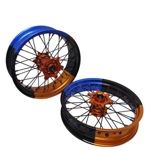 Juego de Ruedas Supermoto de Aluminio CNC 7116-T6 de 17 Pulgadas, Bicolor con Bujes Azules para <span class=keywords><strong>YAMAHA</strong></span> YZ YZF 125 250 <span class=keywords><strong>450</strong></span> 2024, Piezas Todoterreno - Product Image 2