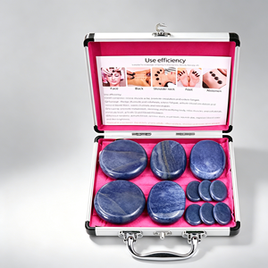 Kit de Masaje con Piedras Calientes de Aventurina Azul con Calentador para Terapia de Alivio del Dolor en Spa - Product Image 6