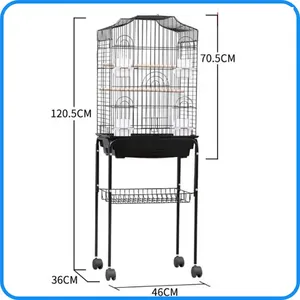 핫세일 중형 친환경 플라스틱 유리 새장 사계절용 OEM/펫스로얄 브랜드 도매 CE 인증 제3자 테스트 검정색 - Product Image 5