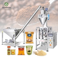Machine de remplissage et d'emballage pour lait écrémé en poudre, bouteilles de 500 ml, poudre de citron et de curry, et sachets de 1 kg avec remplissage par vis sans fin