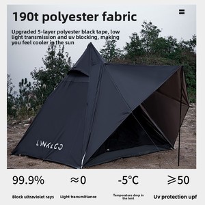 Factory Wholesale Outdoor Double-layer <b>Camping</b> Tent Rainproof Multiplayer Black 190T Polyester 2000-3000mm - Product Image 3