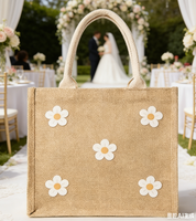 Souvenirs de mariage à la plage tendance - Sac fourre-tout en jute jaune de style coréen, simple, personnalisable, avec fermeture éclair et cordon