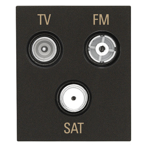 Prise murale TV FM SAT 3 sorties noire pour distribution de signal audio-vidéo - Product Image 1