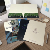 Carpeta Plegable A4 Personalizada, Impresión a Todo Color, Diseño de Bolsillo Troquelado, Ranura para Tarjetas de Visita, Organizador de Documentos de Oficina Plegable