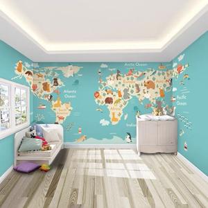 Papier peint moderne <span class=keywords><strong>3D</strong></span> carte du monde imperméable tissu ignifuge design mural pour garçons et filles chambre et salon - Product Image 5
