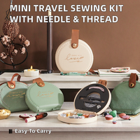 Kits de Costura Portátiles, Ecológicos, Duraderos, Mini, Simples, de Plástico, Creativos, Cosidos a Mano, para Viaje, con Agujas e Hilos, al por Mayor