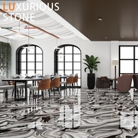 Carrelage Céramique Luxe Effet Pierre Brillant Motif Zèbre Fluide Sur Mesure 600x1200mm Poli Antidérapant Résistant à l'Usure pour Entrepôt et Hall