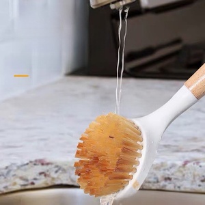 Zenidoo Hand-Designed Automatic Kitchen Cleaning <b>Brush</b> Long Plastic Handle Eco-Friendly Silver Silicone for Dishwashing Cleaning - Product Image 2