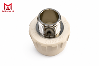 Sambungan Ulir Pria PPR, Adaptor Hot Fusion yang Dapat Diubah Menjadi Ulir Pria 1/2" untuk Air Panas & Dingin