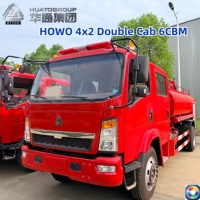 Camion de lutte contre l'incendie SINOTRUK HOWO 4x2 double cabine 6CBM, camion de sauvetage à eau et mousse, camion de pompiers d'urgence avec pompe à incendie