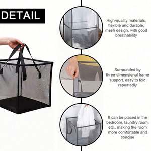 Panier à linge pliable en tissu le plus confortable pour l'organisation de la maison avec poignée - Product Image 3