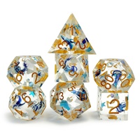 Ensemble de dés polyédriques carrés personnalisés pour D&D, en résine faite à la main, 1 pièce ou 7 pièces, dés multi-faces avec autocollants intégrés, écologiques et durables