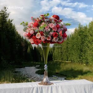 Artificial Silk Rose and Mixed Flower Ball Arrangement for Wedding and Mother's Day <strong>Background</strong> Centerpiece Floral Decoration - Product Image 5