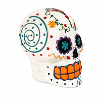 Cabeza de Esqueleto de Resina Pintada a Mano Estilo Mexicano para Halloween, Tradicional Día de Muertos