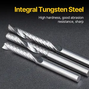 HUHAO 3.175mm tek flüt spiral freze kesicisi tungsten çelik HSS karbür CNC akrilik kesme freze uçları