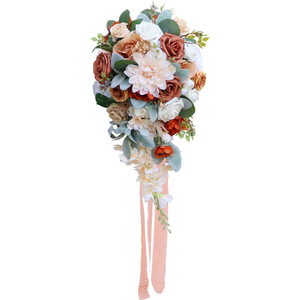 High Quality <b>Artificial</b> Silk Ball Dahlia Rose Flowers <b>Bouquet</b> for Bridal Wedding Party & Festival Decor for Valentine's Day - Product Image 6