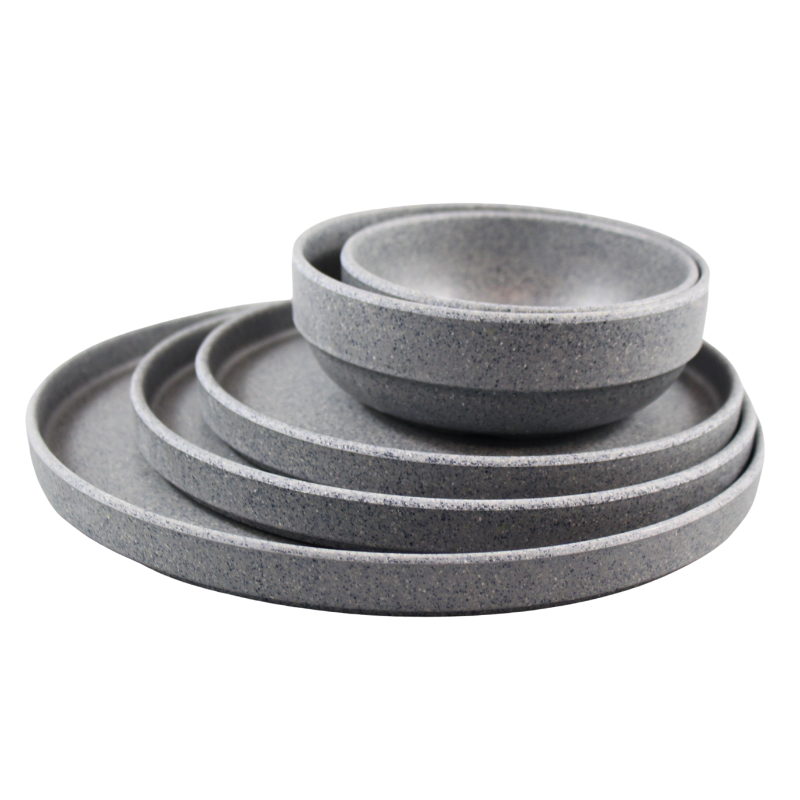 Amazon Dark Grey Dinnerware Set Youngever 18-Piece Plastic Kitchen