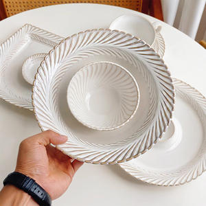 Assiettes japonaises en céramique émaillée avec relief mimosa, vaisselle occidentale, assiettes à soupe, assiettes à raviolis - Product Image 4