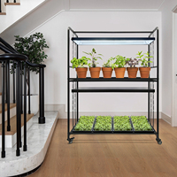 Étagère de culture pour plantes d'intérieur à double niveau, supports verticaux commerciaux, barre lumineuse LED de 4 pieds, réglable, en fer, mobile