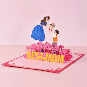 Cartes de vœux pour la fête des mères, cartes pliantes en papier 3D faites à la main avec la meilleure maman - Product Image 3