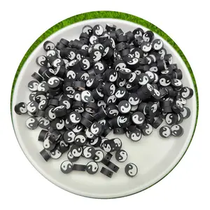 1000PCS đen COLOFUL Tai Chi Yin Yang Vòng hạt đất sét polymer lỏng Spacer hạt cho tự làm vòng đeo tay vòng cổ Phụ Kiện Làm